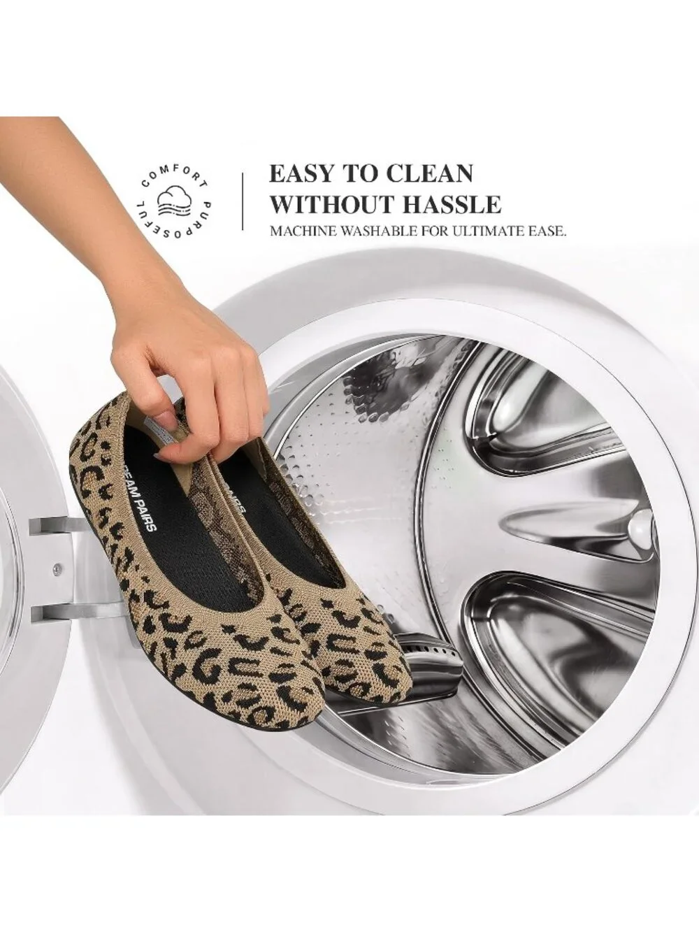 Dream Pairs Womens All Leopard Round Toe Slip On Dress Knit Ballet Comfort Flats